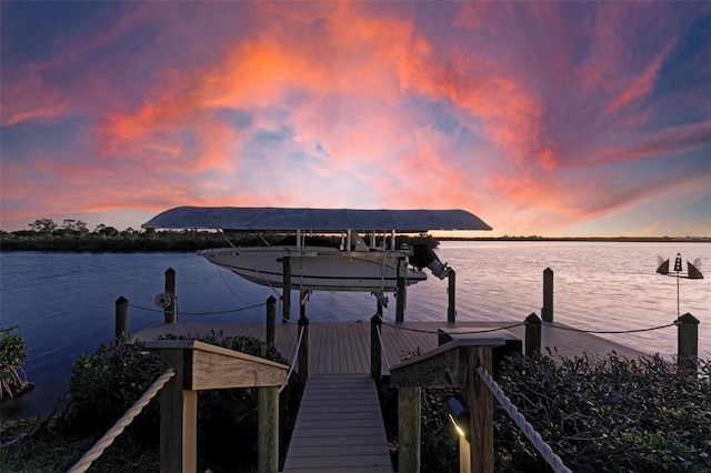 dock area with a water view