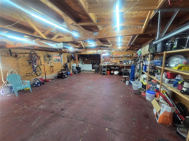 interior space with a workshop area