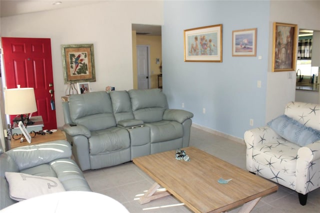 living room featuring light tile patterned floors