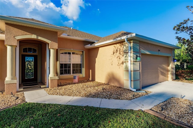 entrance to property with a garage