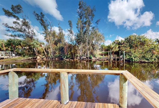 view of dock featuring a water view