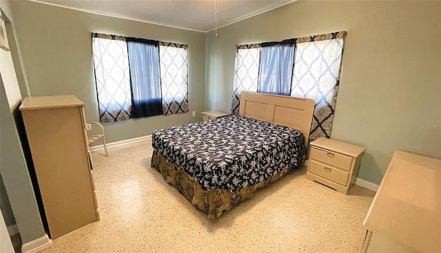 bedroom featuring lofted ceiling