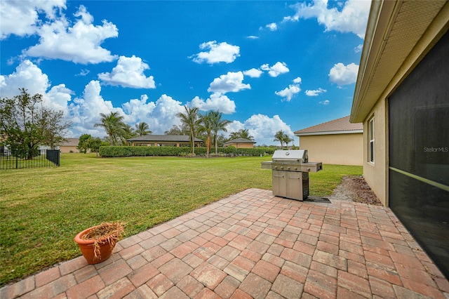 view of patio with a grill