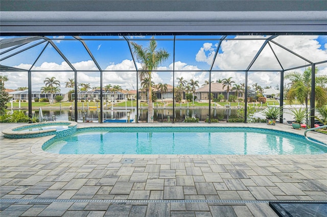 1450 Kiwi Ct, Punta Gorda, FL 33950 - view of pool featuring a residential view, a lanai, a patio, and a water view