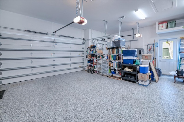 garage with a garage door opener