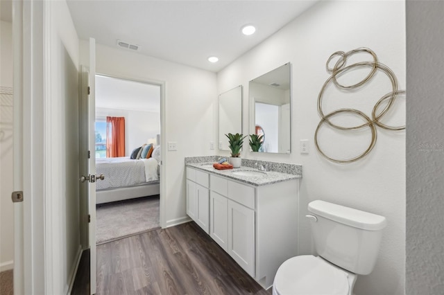 16307 Alcira Cir, Punta Gorda, FL 33955 - ensuite bathroom with double vanity, wood finished floors, and recessed lighting
