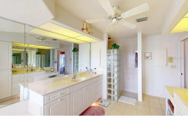 198 Coblentz St, Port Charlotte, FL 33954 - full bathroom with ceiling fan, tile patterned floors, vanity, and walk in shower