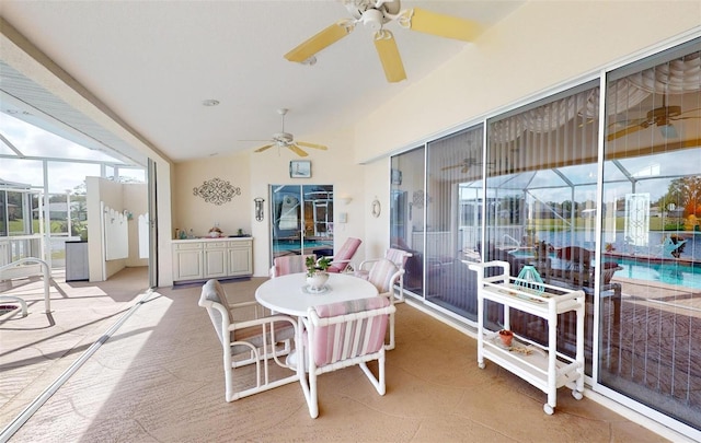 198 Coblentz St, Port Charlotte, FL 33954 - sunroom featuring a ceiling fan and vaulted ceiling