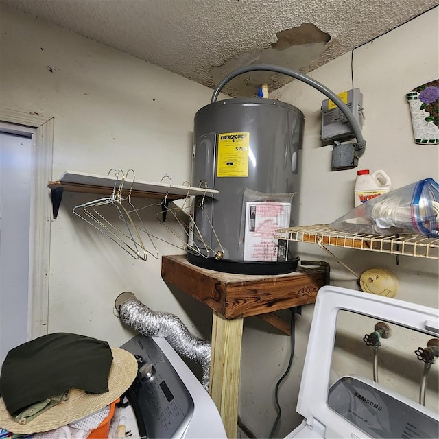 utility room featuring water heater