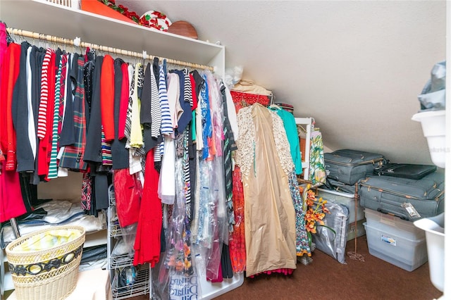 spacious closet featuring carpet flooring