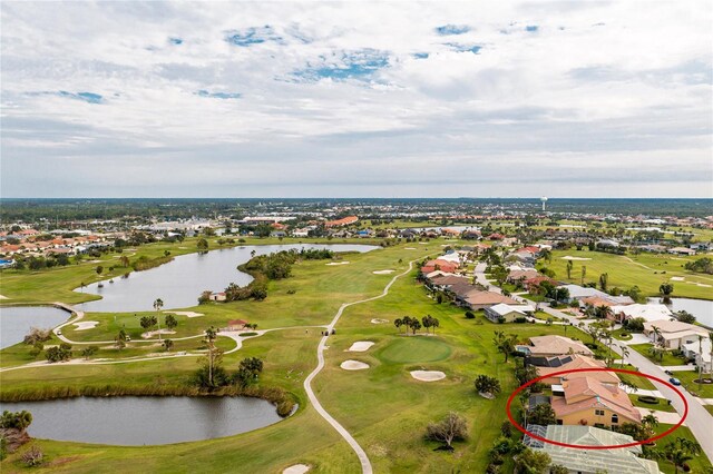 bird's eye view featuring a water view