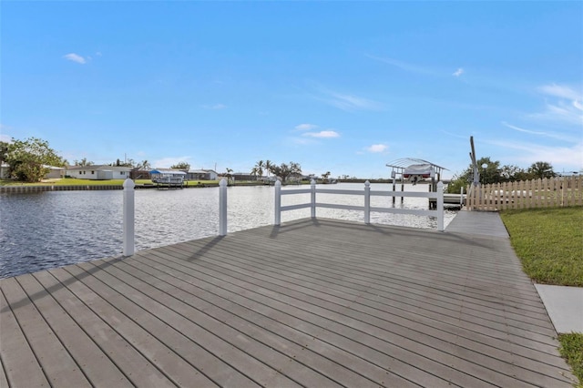 dock area featuring a water view