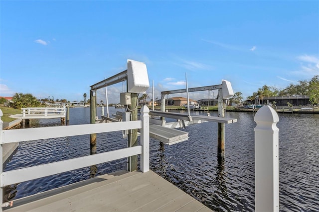 view of dock featuring a water view