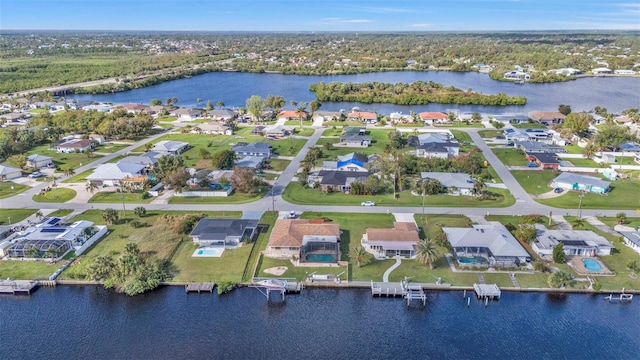 bird's eye view featuring a water view