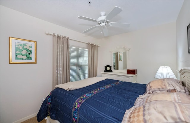 bedroom with carpet and ceiling fan