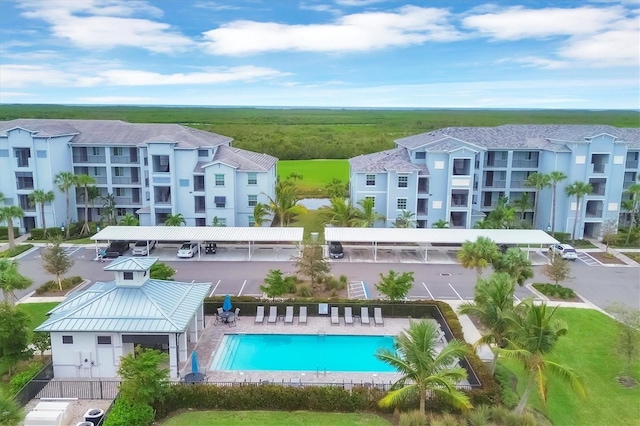 view of pool featuring a patio area