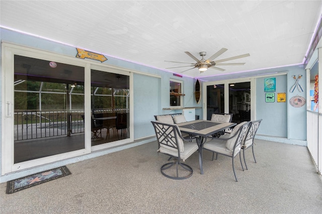 view of patio with ceiling fan