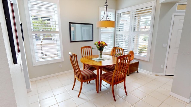 view of tiled dining space