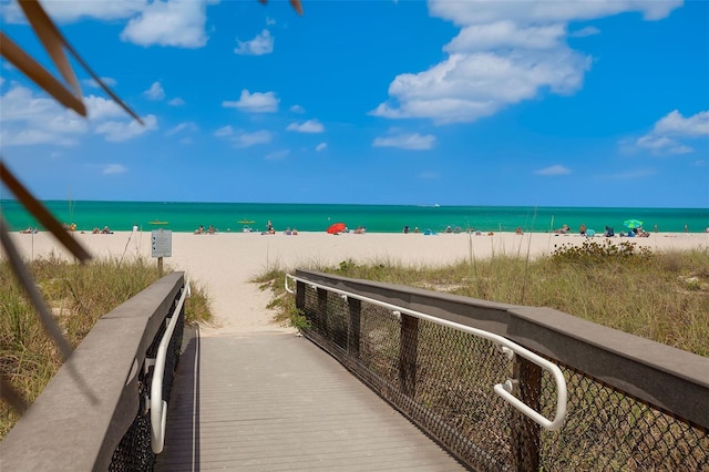 property view of water featuring a view of the beach