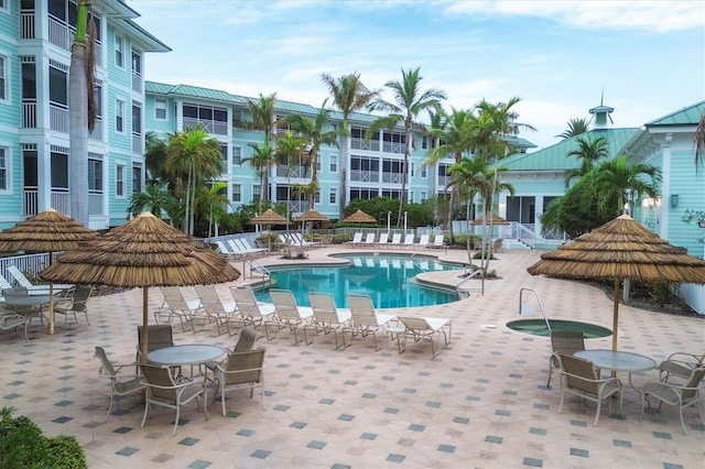 view of pool featuring a patio area