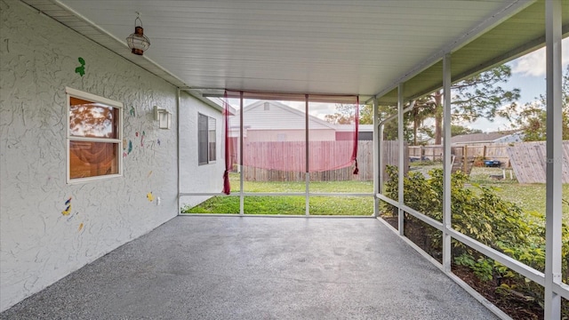 view of unfurnished sunroom