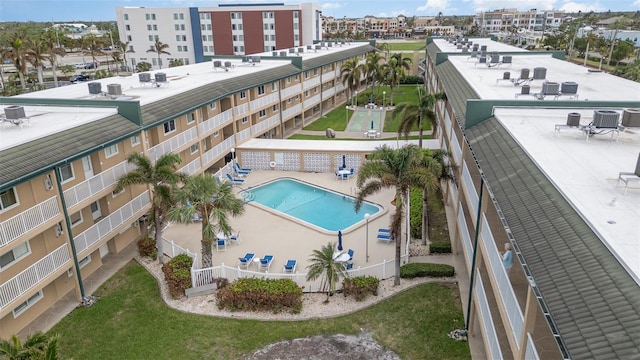 view of pool featuring central AC