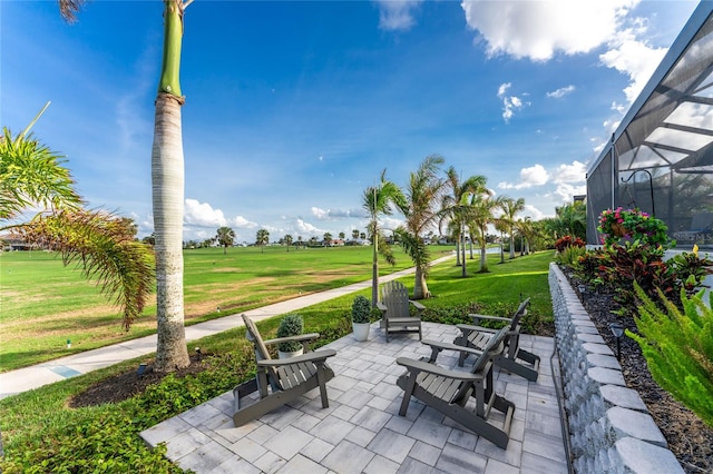 exterior space featuring a patio area and a yard