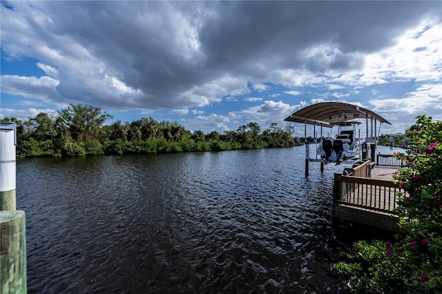 dock area featuring a water view