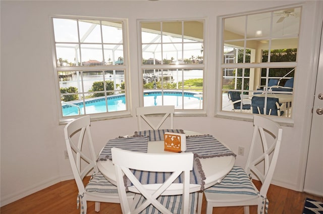 dining room featuring hardwood / wood-style floors and a wealth of natural light