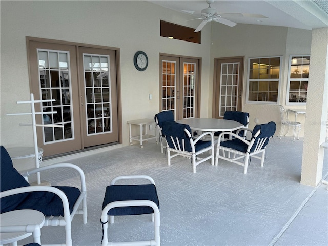 view of patio / terrace featuring french doors and ceiling fan