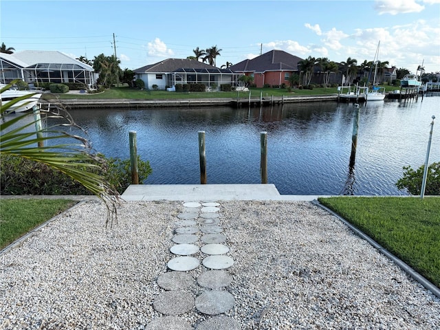 water view with a boat dock