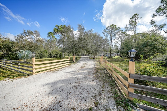 view of road featuring a rural view