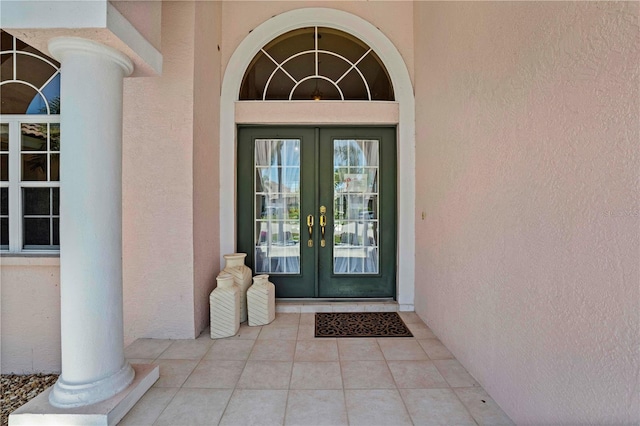 doorway to property featuring french doors