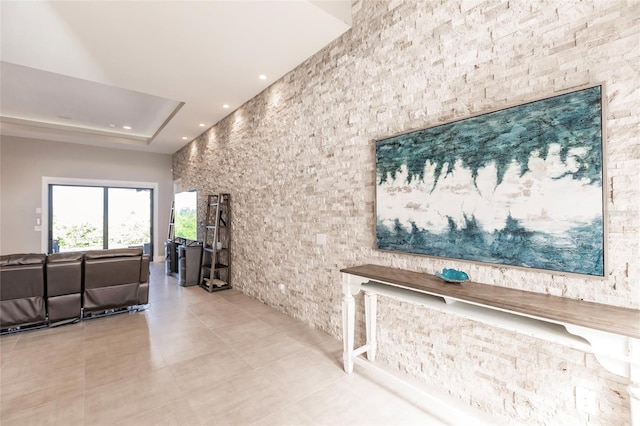 interior space featuring light tile patterned floors