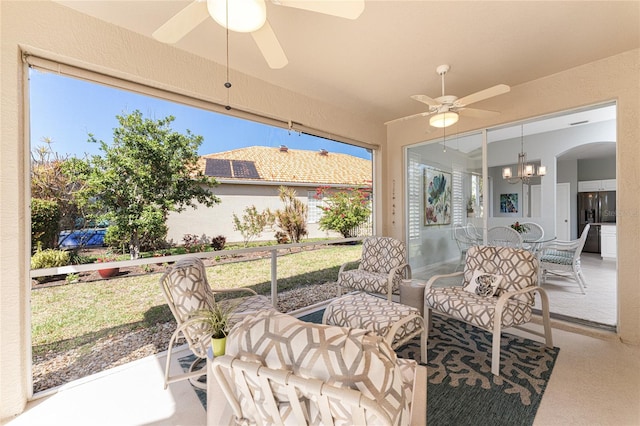 view of patio / terrace featuring ceiling fan