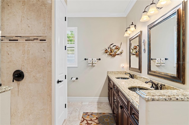 bathroom featuring vanity and crown molding