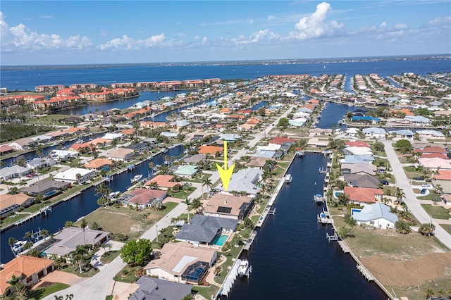 bird's eye view featuring a water view