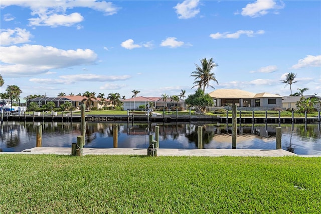 view of water feature with a boat dock