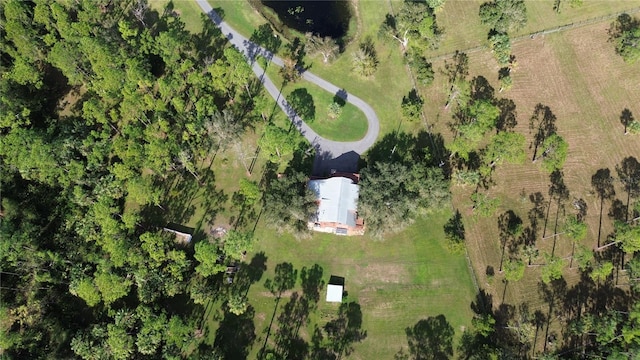 drone / aerial view with a rural view