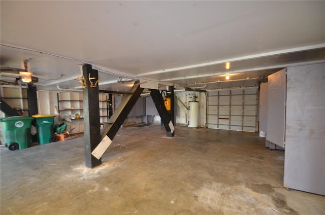 garage featuring water heater