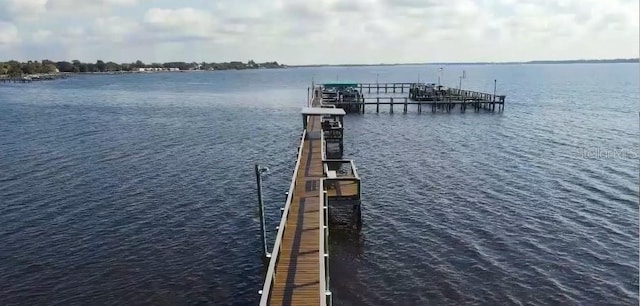 view of dock featuring a water view