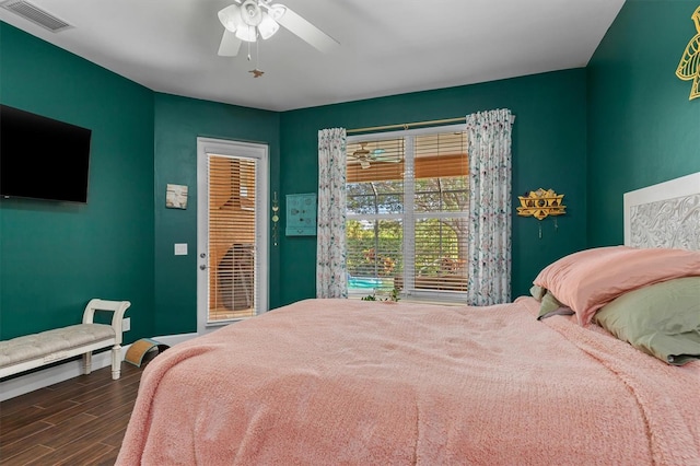 4410 Turnberry Cir, North Port, FL 34288 - bedroom featuring dark wood-style floors and a ceiling fan