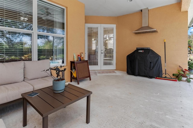 living room with french doors