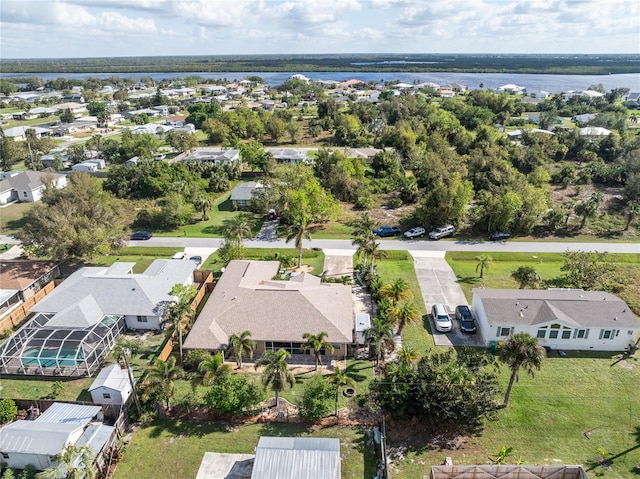 bird's eye view featuring a water view