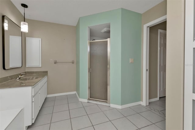 167 Mocha Ct, Punta Gorda, FL 33983 - bathroom with vanity, a shower stall, baseboards, and tile patterned flooring