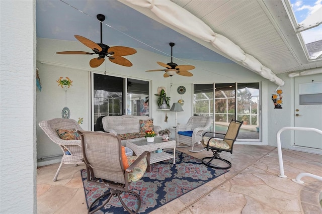 view of patio / terrace featuring ceiling fan