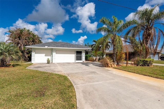 ranch-style home featuring a front yard