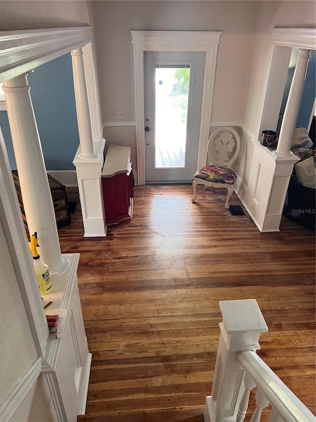 doorway to outside with dark hardwood / wood-style flooring