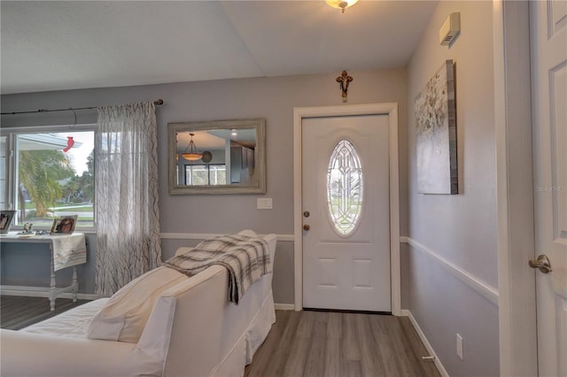 foyer with hardwood / wood-style floors