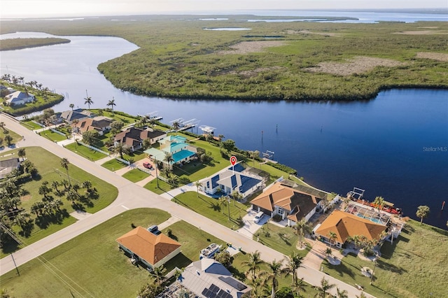 bird's eye view featuring a water view